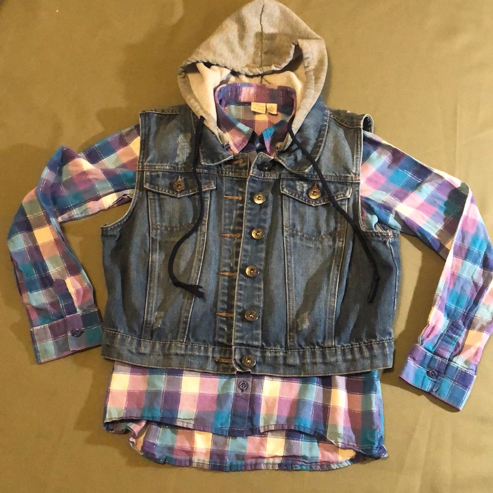 lot of Two Girls size 10/12 denim Vest & shirt